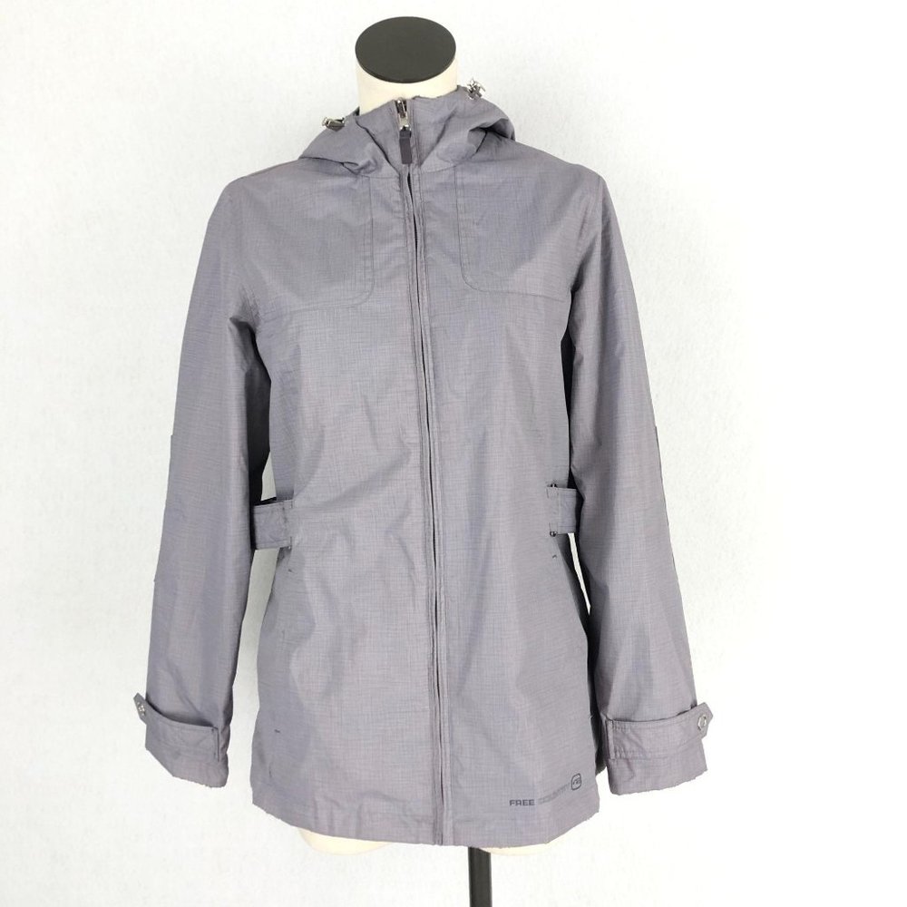 Free Country Women's Size Small Light Grey Reversible Full Zip Hooded Jacket